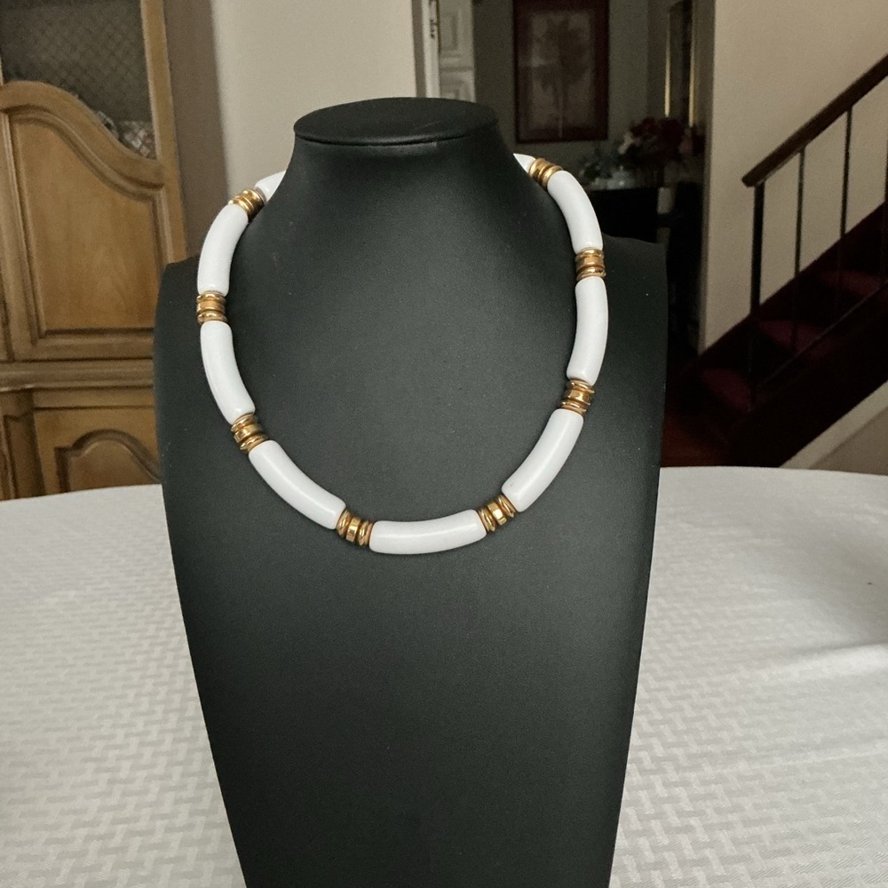 Napier Vintage White and Gold Tone Necklace
